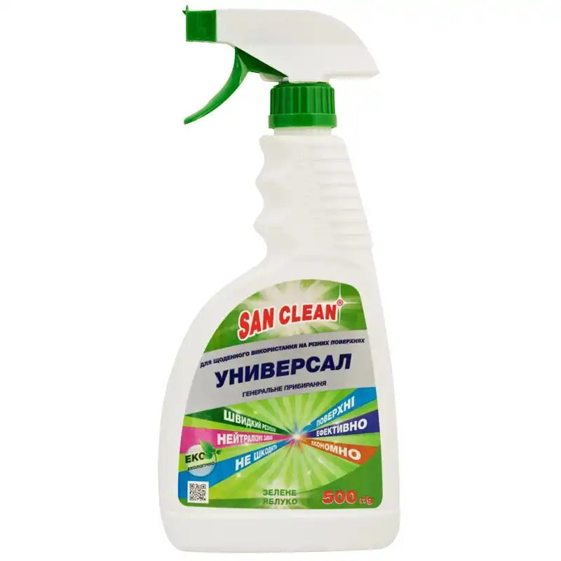 Спрей для чистки San Clean Универсал Яблоко для генеральной уборки, 0,5 л купить недорого в Украине, фото 1