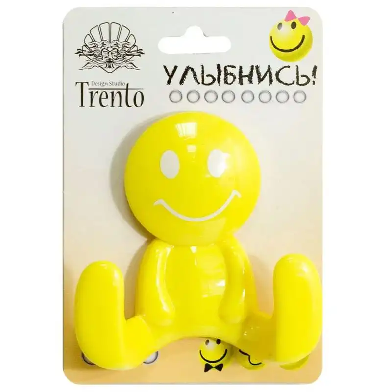 Крючок Trento на присосках, двойной, желтый купить недорого в Украине, фото 1
