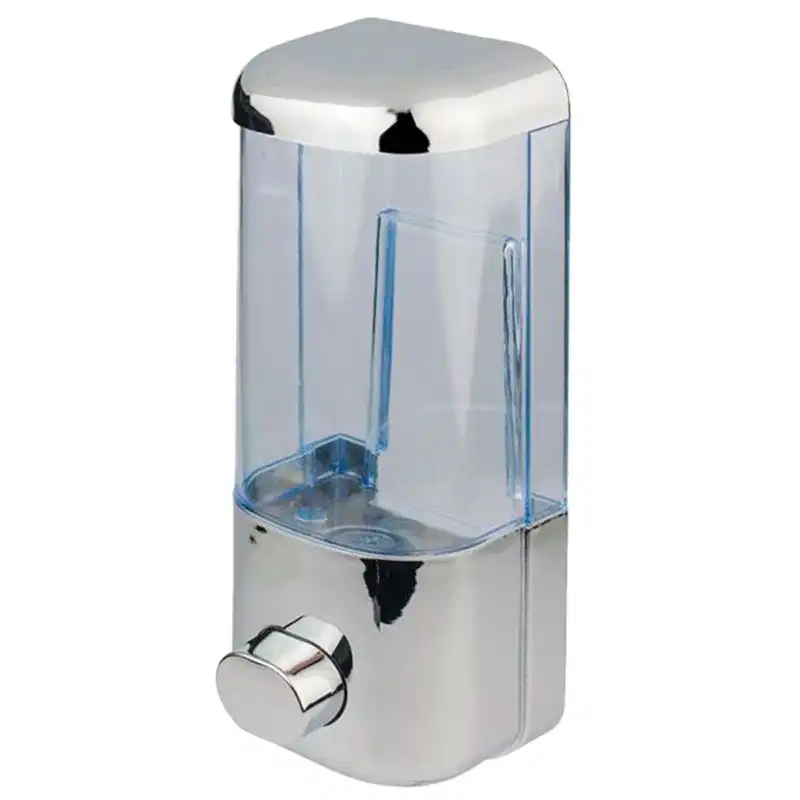 Дозатор для жидкого мыла настенный Trento, кнопочный, пластик, 0,5 л, хром, 9017C купить недорого в Украине, фото 1
