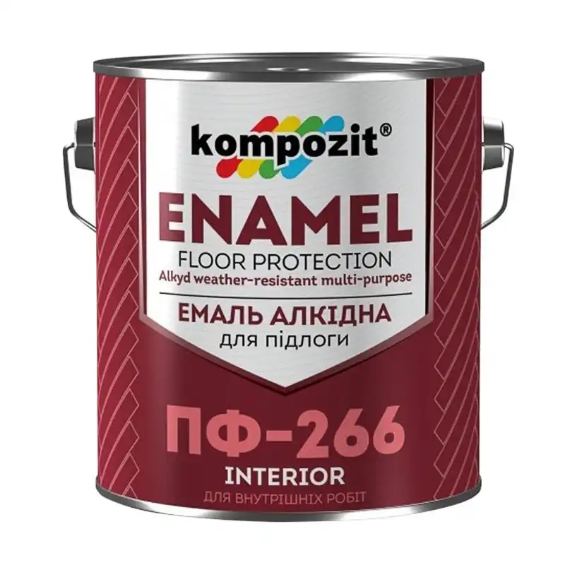 Емаль Kompozit ПФ-266, 0,9 кг, глянцевий червоно-коричневий купити недорого в Україні, фото 1