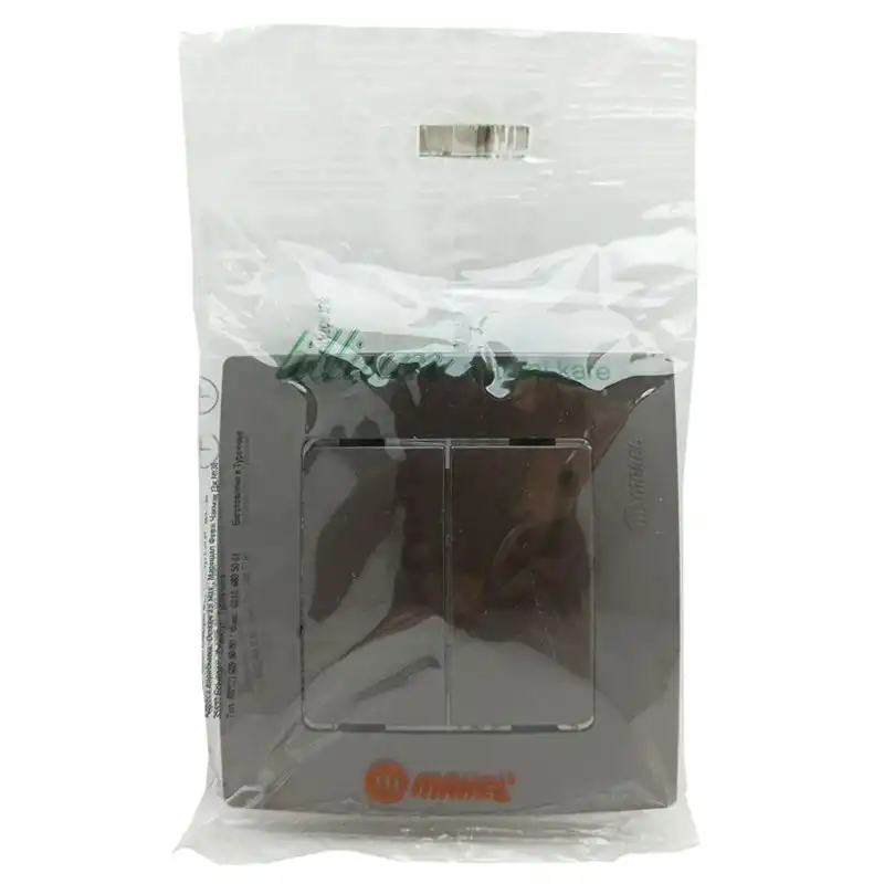 Рамка Makel Lilium Natural Kare + двухклавишный выключатель, коричневый, 32096723 купить недорого в Украине, фото 1