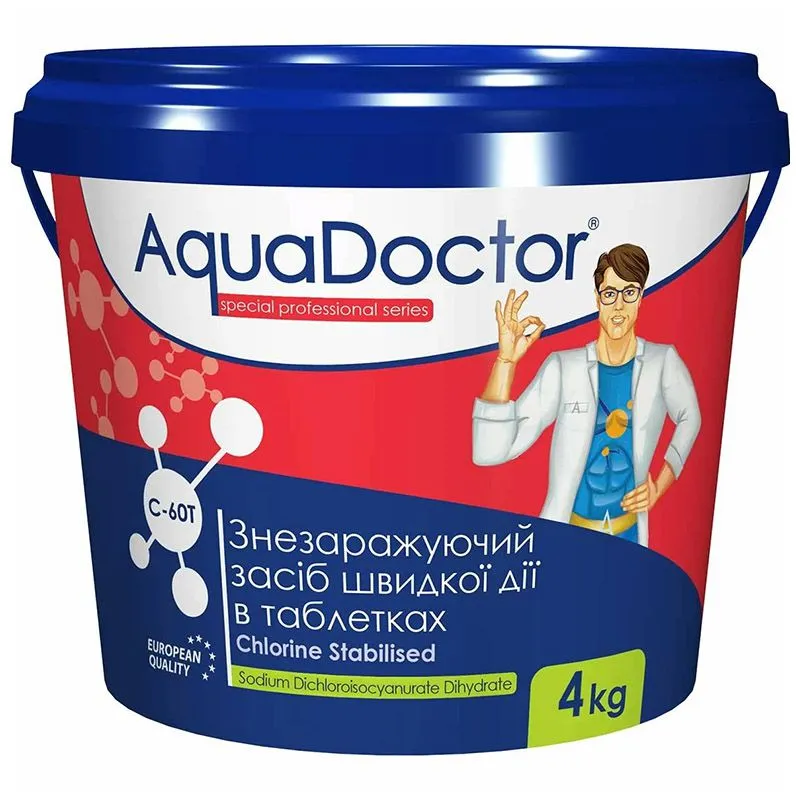 Средство для обеззараживания AquaDoctor C-60T Хлор в таблетках, 4 кг, C60T-4 купить недорого в Украине, фото 1