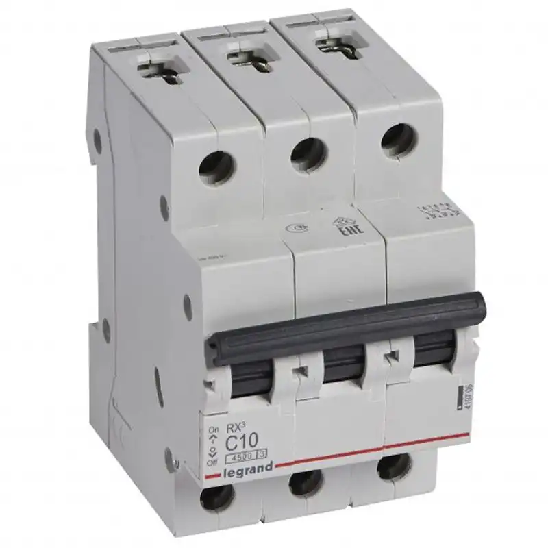 Автоматичний вимикач Legrand, RX3, 4,5 кА, 10А, 3П, C, 419706 купити недорого в Україні, фото 1