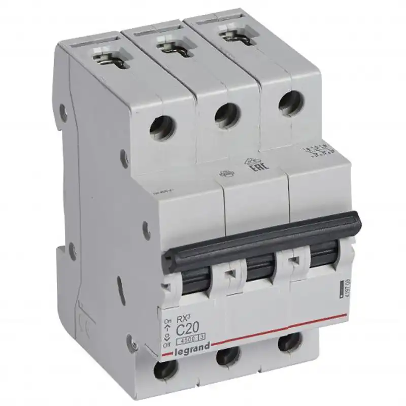 Автоматичний вимикач Legrand, RX3, 4,5 кА, 20А, 3П, C, 419709 купити недорого в Україні, фото 1