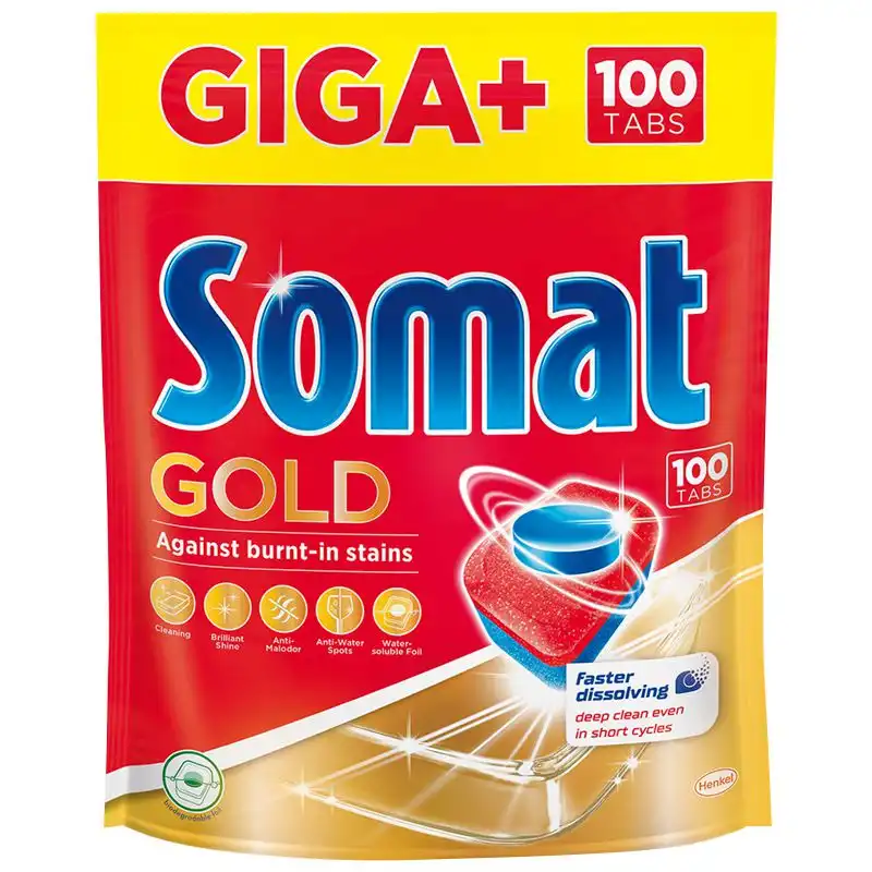 Таблетки для посудомоечной машины Somat Giga Plus Gold, 100 шт купить недорого в Украине, фото 1
