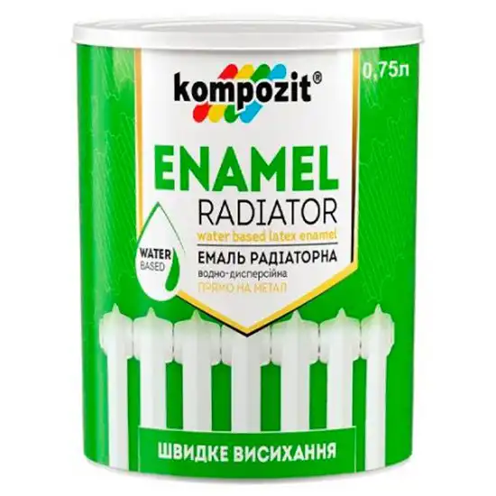 Емаль акрилова радіаторна Kompozit, 0,75 л, шовковисто-матовий білий купити недорого в Україні, фото 1