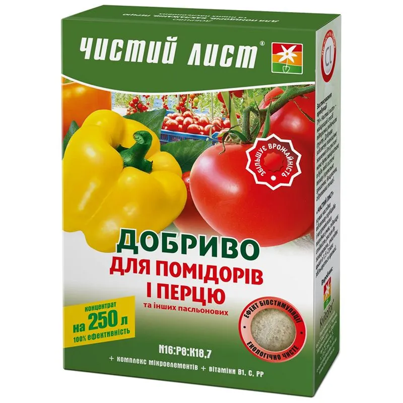 Добриво Чистий Лист для помідорів та перцю, 300 г купити недорого в Україні, фото 1