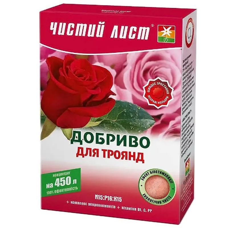 Удобрение Чистый Лист кристаллическое для роз, 300 г купить недорого в Украине, фото 1