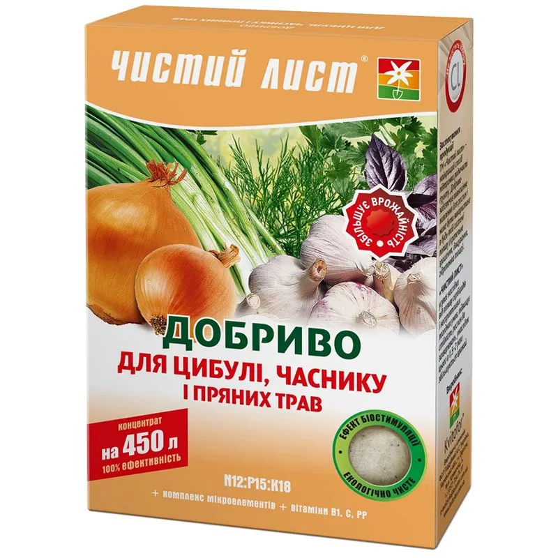 Удобрение Чистый Лист для лука, чеснока и зелени, 300 г купить недорого в Украине, фото 1