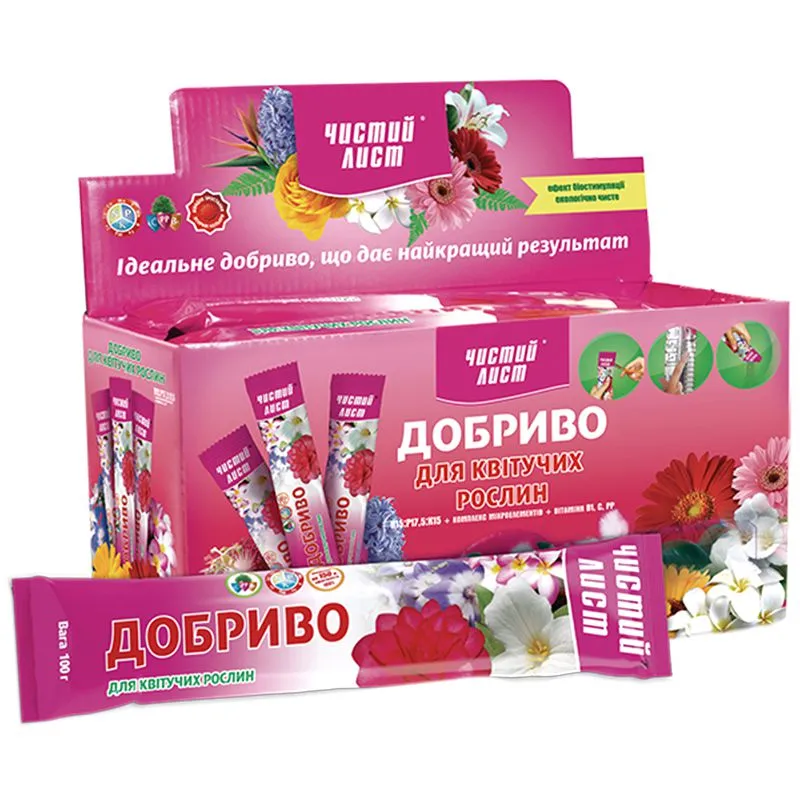 Добриво Чистий Лист для квітучих, 100 г купити недорого в Україні, фото 1
