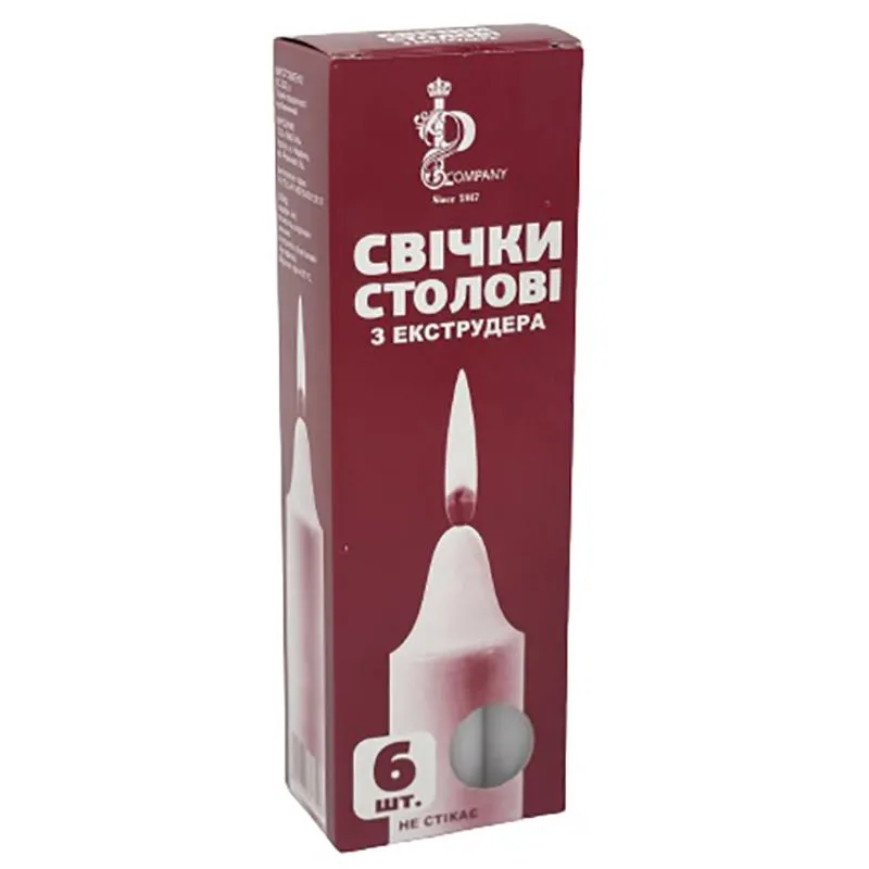 Свічка столова Картон Екструдер, 17,5 см, 6 шт купити недорого в Україні, фото 1
