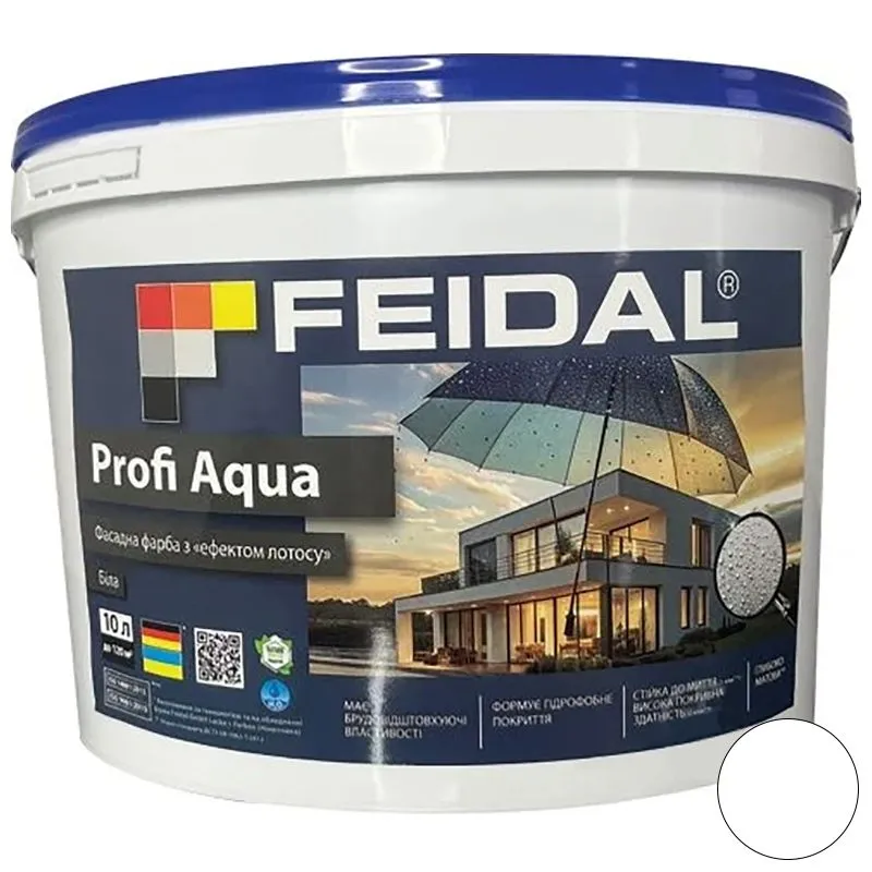Краска латексная Feidal Profi Aqua, 10 л, белый купить недорого в Украине, фото 1