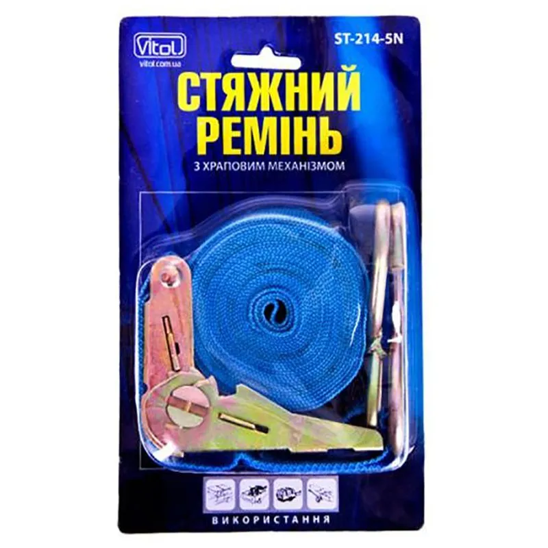 Ремень стяжной Vitol, 1 т, 25 мм х 5 м, ST-214-5 купить недорого в Украине, фото 2