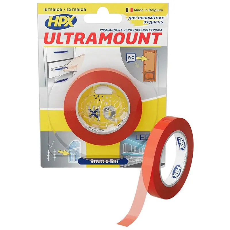Стрічка двостороння HPX Mount HPX1600, 9 мм х 5 м, стійка до УФ, UM0905 купити недорого в Україні, фото 1