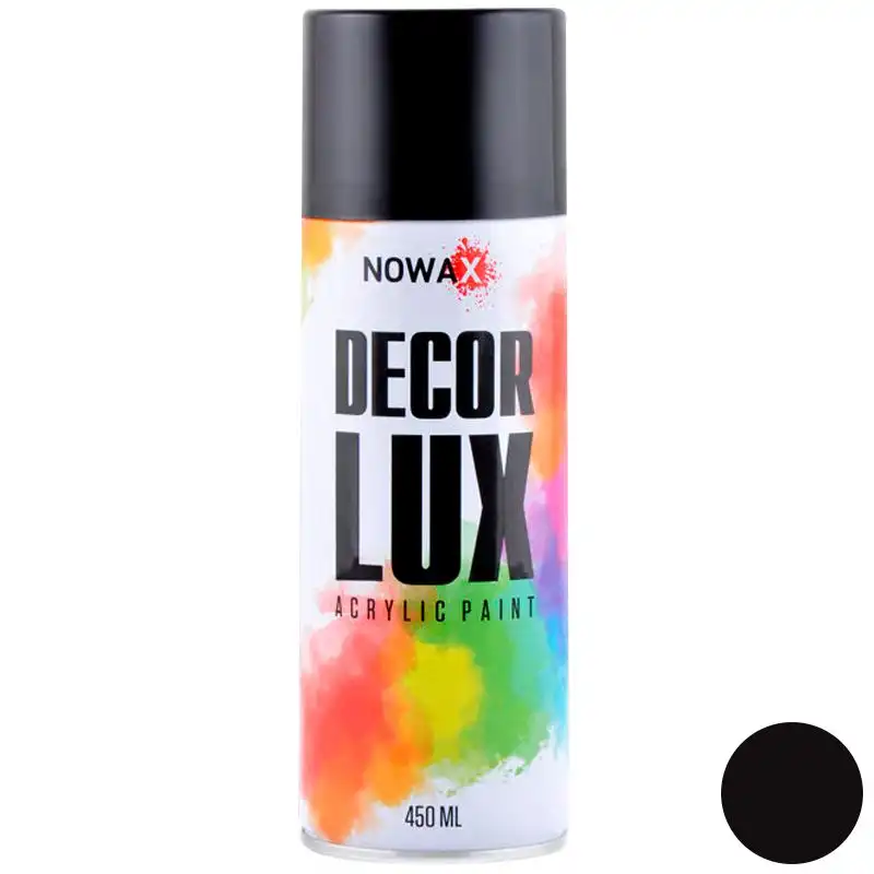 Краска акриловая Nowax Decor Lux, 450 мл, черный глянец, NX48010 купить недорого в Украине, фото 1