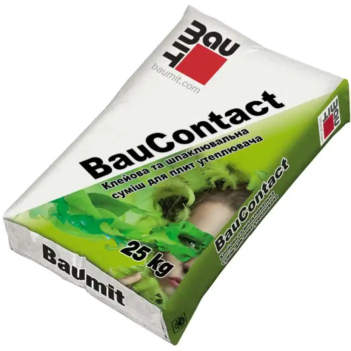 Клей-шпаклівна суміш для теплоізоляції та армування Baumit BauContact, 25кг купити недорого в Україні, фото 1