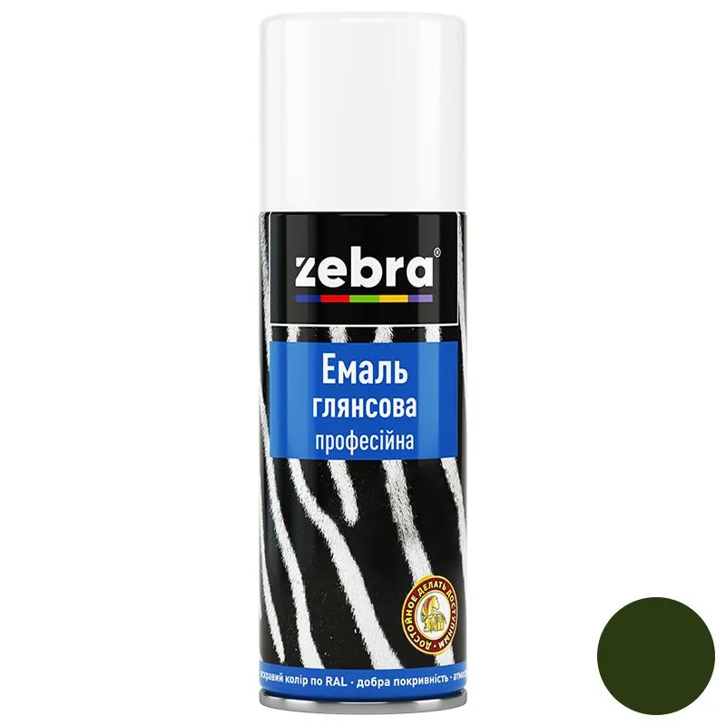 Емаль глянсова професійна Zebra  982 RAL 6005, 400 мл, темно-зелений купити недорого в Україні, фото 1