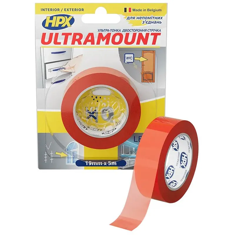 Стрічка двостороння HPX Mount HPX1600, 19 мм х 5 м, стійка до УФ, UM1905 купити недорого в Україні, фото 1