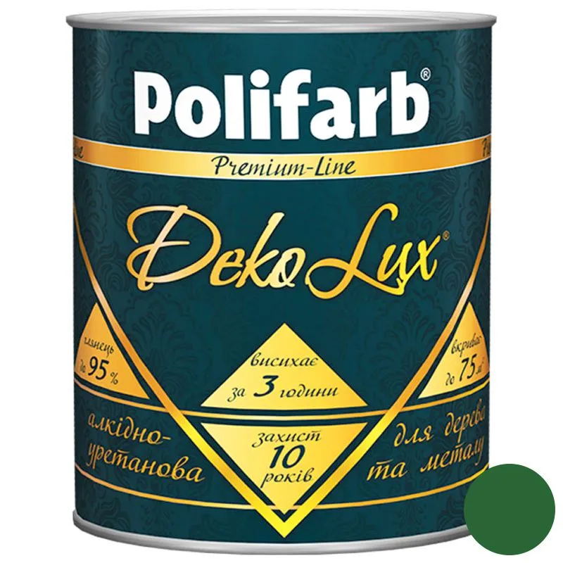 Эмаль алкидно-уретановая Polifarb DekoLux, 2,2 кг, зеленый купить недорого в Украине, фото 1