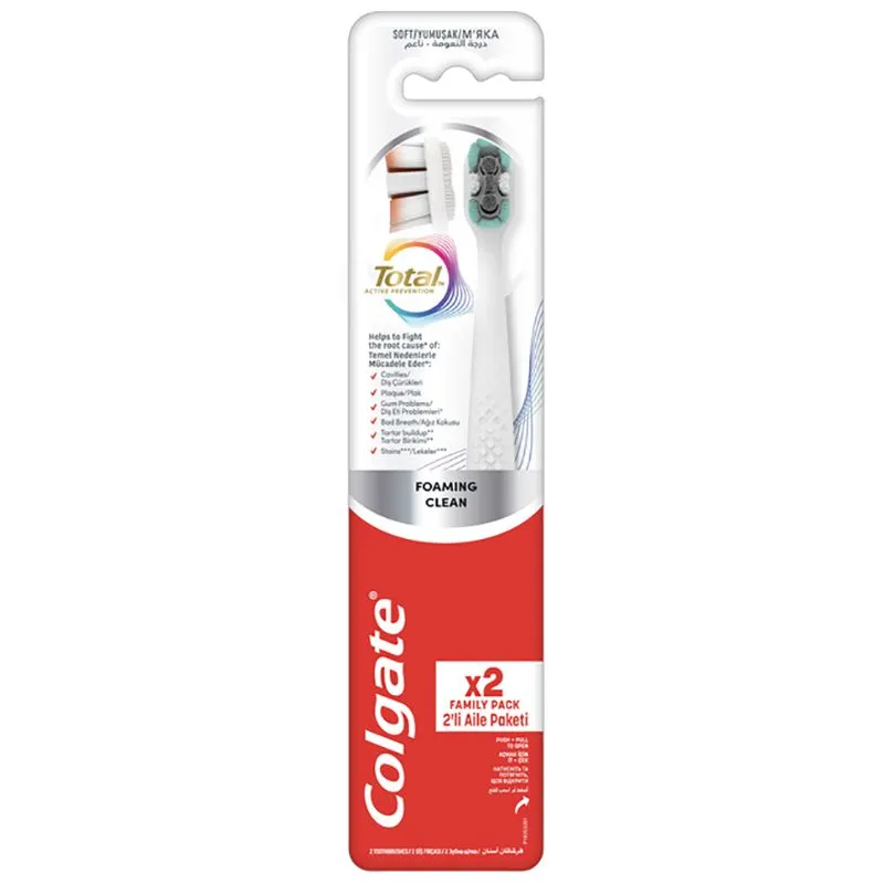 Набор зубных щеток Colgate Total Активная защита Пенная чистка, 2 шт купить недорого в Украине, фото 1