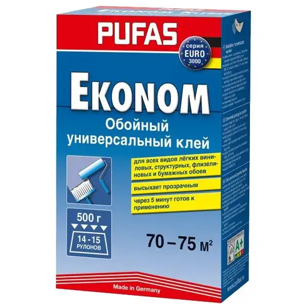 Клей для шпалер Pufas Економ, 500 г купити недорого в Україні, фото 1