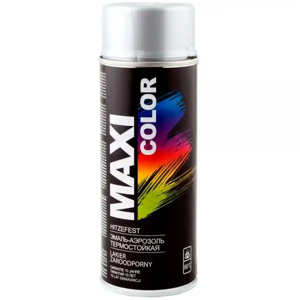 Емаль аерозольна термостійка Maxi Color, 400 мл, срібло купити недорого в Україні, фото 1