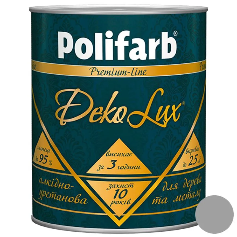 Емаль алкідно-уретанова Polifarb DekoLux, 0,7 кг, світло-сірий купити недорого в Україні, фото 1