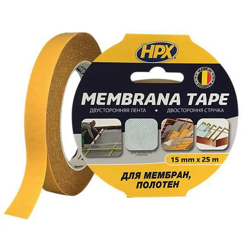 Лента двухсторонняя HPX Membrana Tape, 15 мм х 25 м, прозрачный, MEM1525 купить недорого в Украине, фото 1