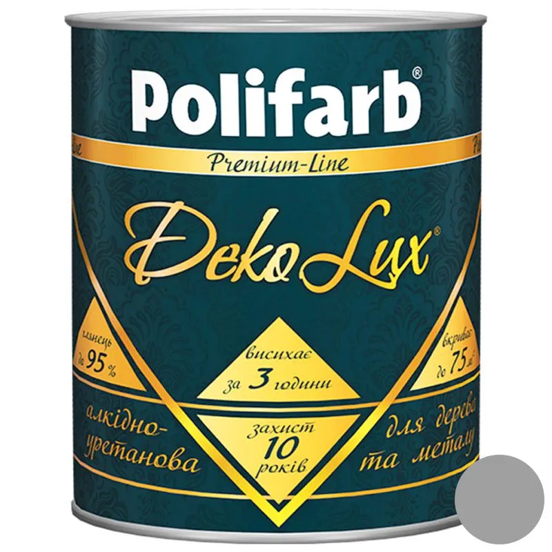 Эмаль алкидно-уретановая Polifarb DekoLux, 2,2 кг, светло-серый купить недорого в Украине, фото 1