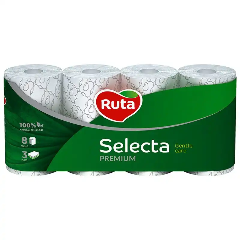 Папір туалетний Ruta Selecta, тришаровий, 8 шт., білий купити недорого в Україні, фото 1