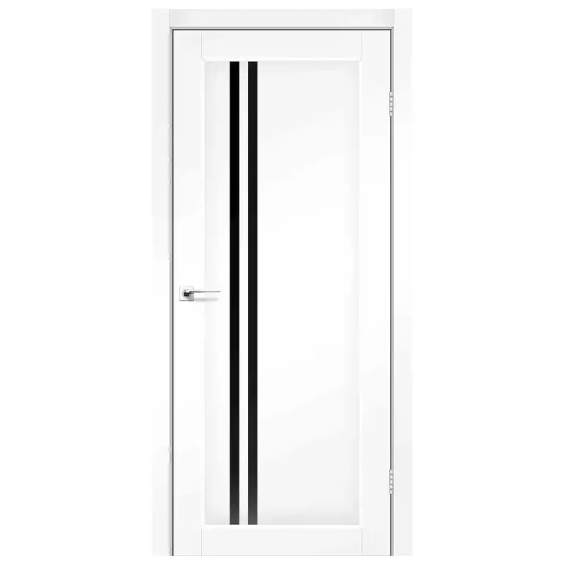 Дверное полотно KFD Prague, черное стекло, 600x2000 мм, белый матовый купить недорого в Украине, фото 1