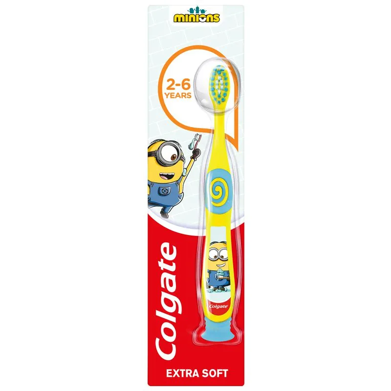 Зубна щітка для дітей на присосці Colgate Міньйони, суперм'яка купити недорого в Україні, фото 1
