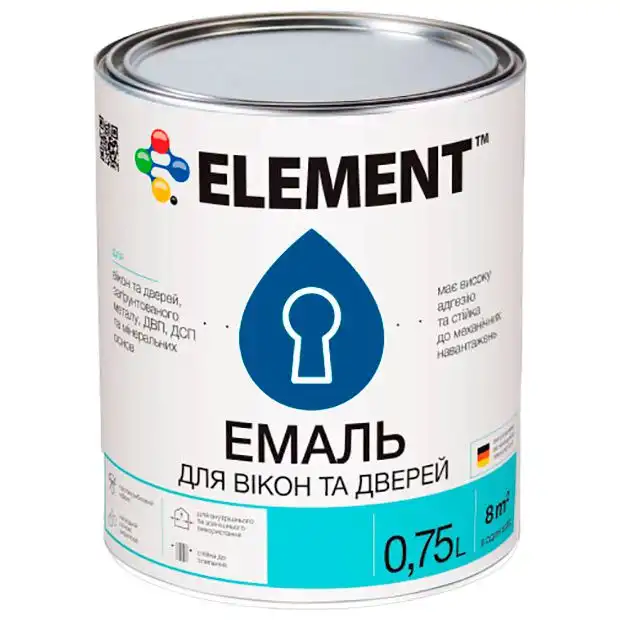 Эмаль акриловая для окон и дверей Element, база С, 0,75 л, прозрачный купить недорого в Украине, фото 1