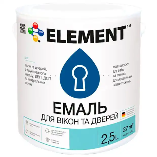 Эмаль акриловая для окон и дверей Element, база С, 2,5 л, прозрачный купить недорого в Украине, фото 1