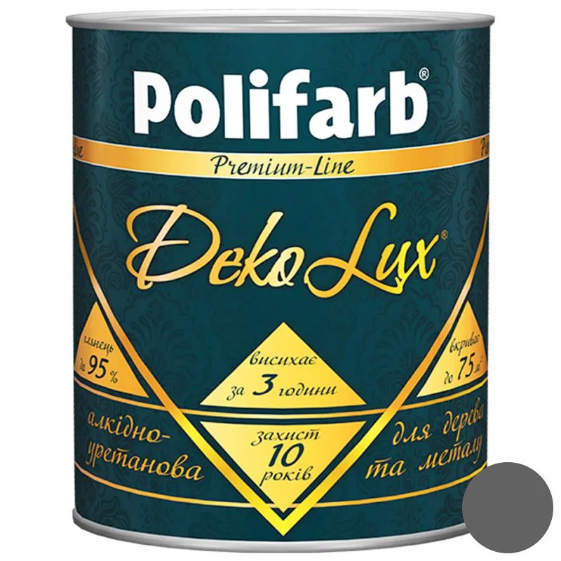 Емаль алкідно-уретанова Polifarb DekoLux, 2,2 кг, сірий купити недорого в Україні, фото 1