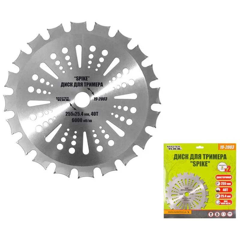 Диск для тримера Master Tool Spike, 255х25,4х40T, з побідитовою напайкою, 19-2003 купити недорого в Україні, фото 1