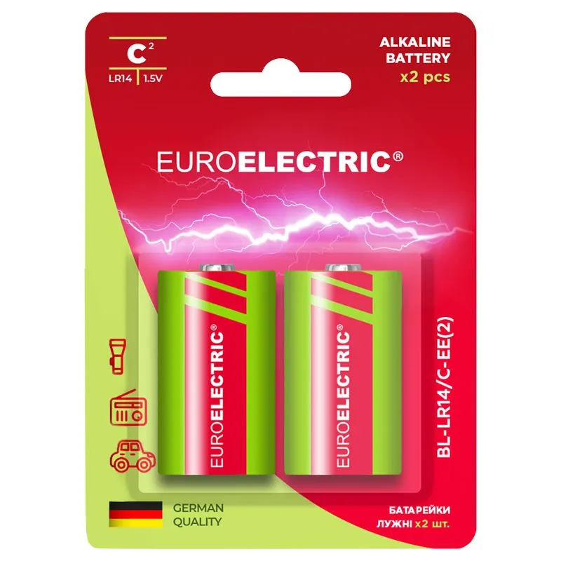 Батарейка Euroelectric Eurolamp C LR14, 2 шт, BL-LR14/C-EE(2) купити недорого в Україні, фото 1