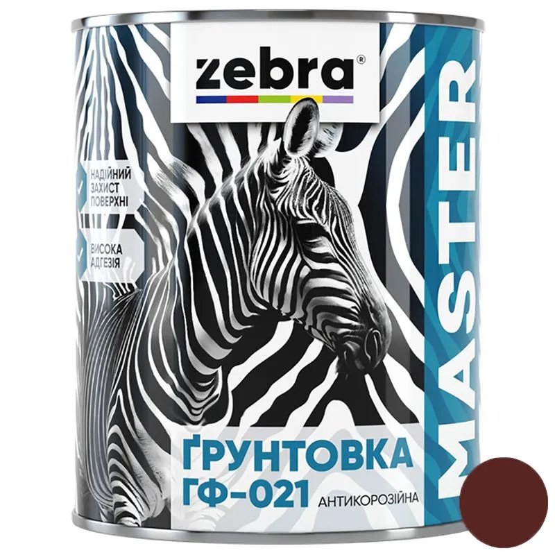 Ґрунтовка Zebra Master ГФ-021 1287 М87, 0,8 кг, червоно-коричневий купити недорого в Україні, фото 1