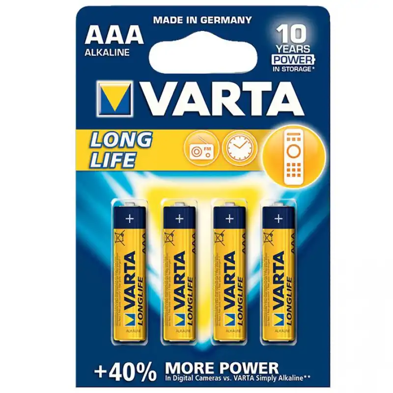 Батарейка VARTA LONGLIFE AAA BLI 4, 4103101414 купити недорого в Україні, фото 1
