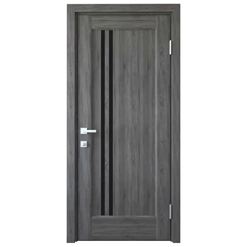 Дверне полотно KFD Prague, чорне скло, 600x2000 мм, бук графіт купити недорого в Україні, фото 1