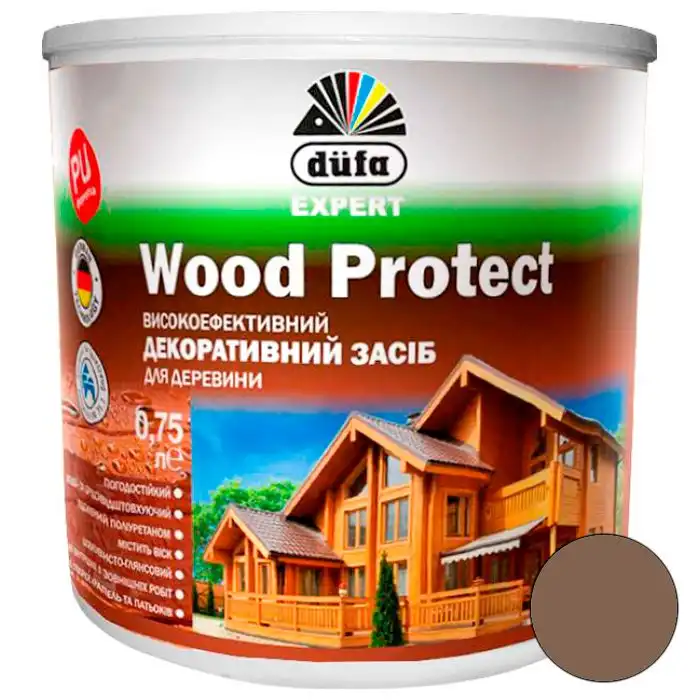 Лазурь Dufa DE Wood Protect, 0,75 л, орех, 1201030254 купить недорого в Украине, фото 1
