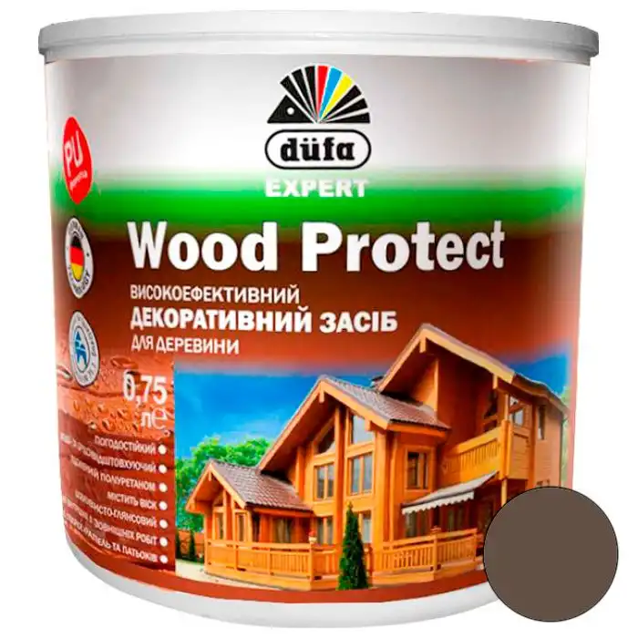 Лазур Dufa DE Wood Protect, 0,75 л, палісандр, 1201030255 купити недорого в Україні, фото 1