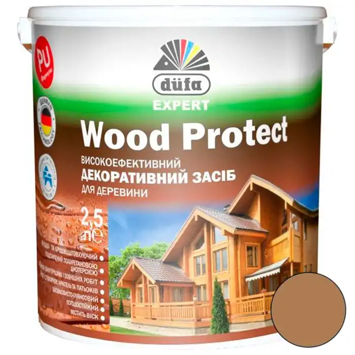 Лазурь Dufa DE Wood Protect, 2,5 л, дуб, 1201030260 купить недорого в Украине, фото 1