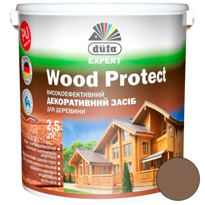 Лазур Dufa DE Wood Protect, 2,5 л, горіх, 1201030262 купити недорого в Україні, фото 1