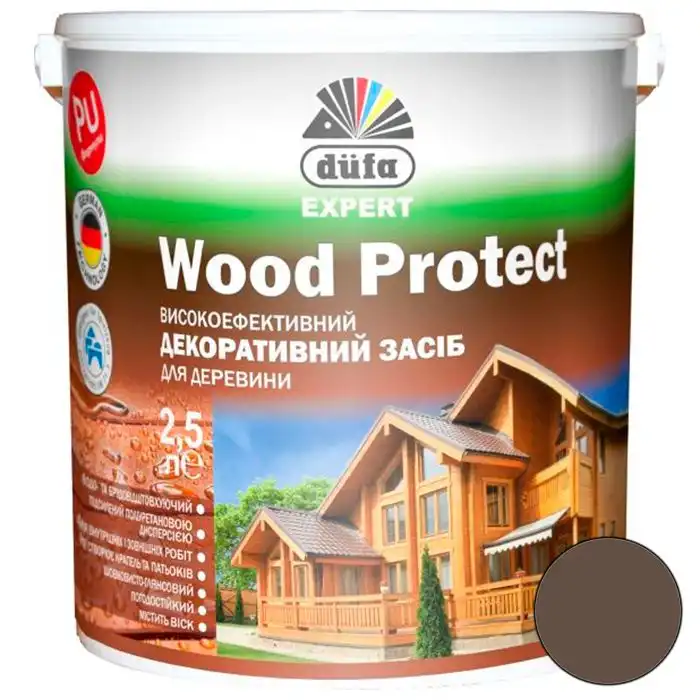 Лазур Dufa DE Wood Protect, 2,5 л, палісандр, 1201030263 купити недорого в Україні, фото 1