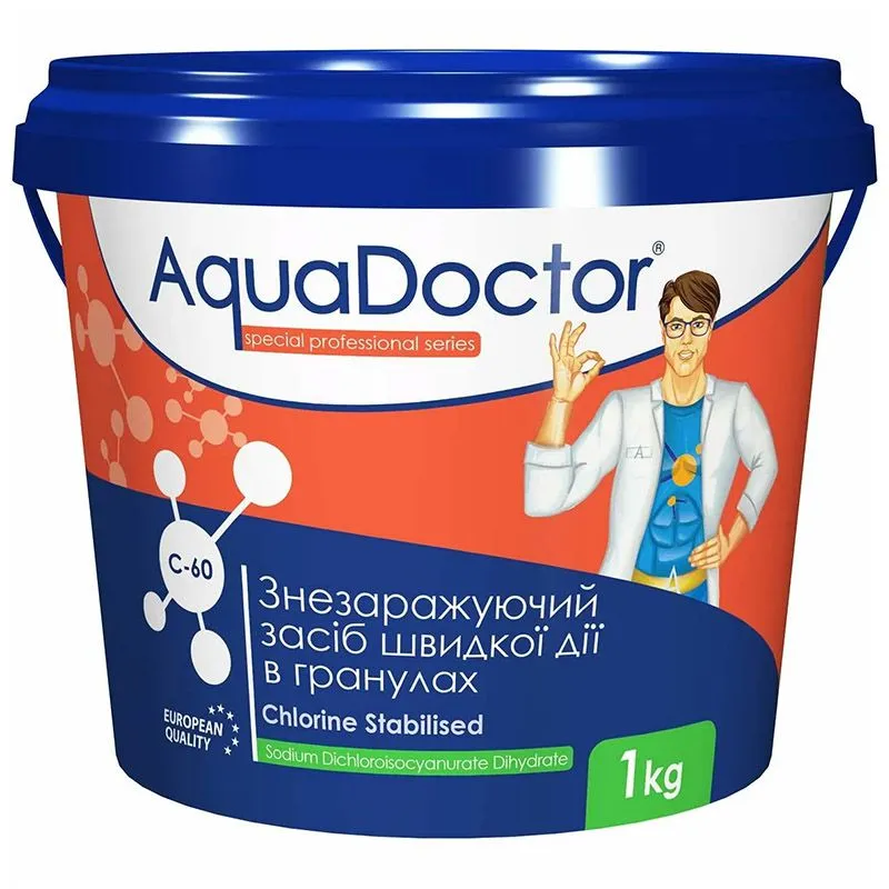 Средство для дезинфекции AquaDoctor C60 Хлор в гранулах, 1 кг, C60-1 купить недорого в Украине, фото 1