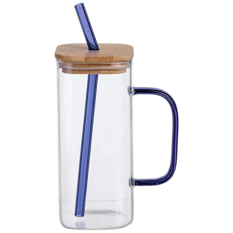 Кружка з кришкою та трубочкою Yiwu Blue, 400 мл, HP-19-146G купити недорого в Україні, фото 1