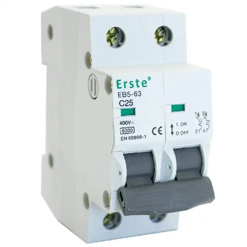 Автоматичний вимикач Erste, 6 кА, EB5-63 2Р 25A купити недорого в Україні, фото 1
