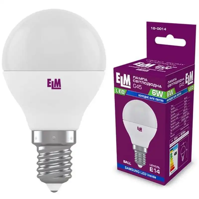 Лампа LED ELM D45 PA10, 6W, E14, 4000K, 18-0014 купить недорого в Украине, фото 1