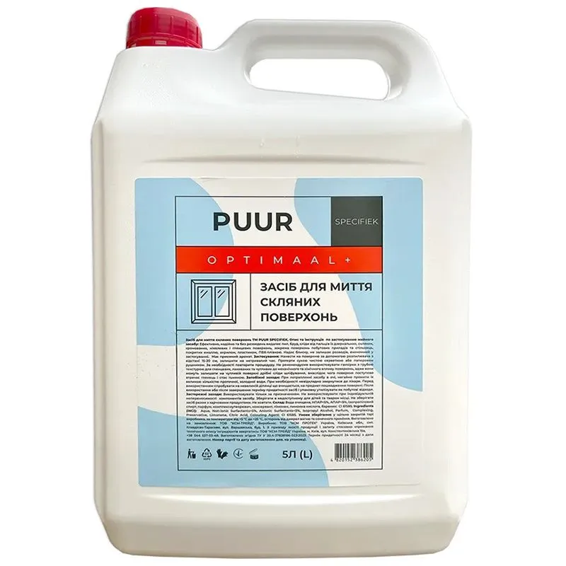 Засіб для миття скляних поверхонь Puur Specifiek, 5 л, PUR-GLASSBLU-5L купити недорого в Україні, фото 1